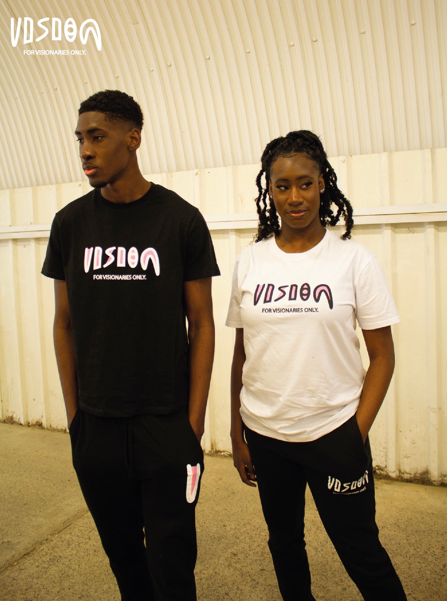 PINK AND WHITE LOGO TEE-BLACK