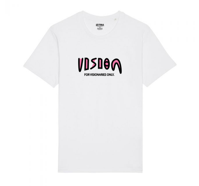 PINK AND BLACK LOGO TEE-WHITE