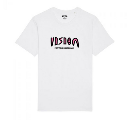 PINK AND BLACK LOGO TEE-WHITE